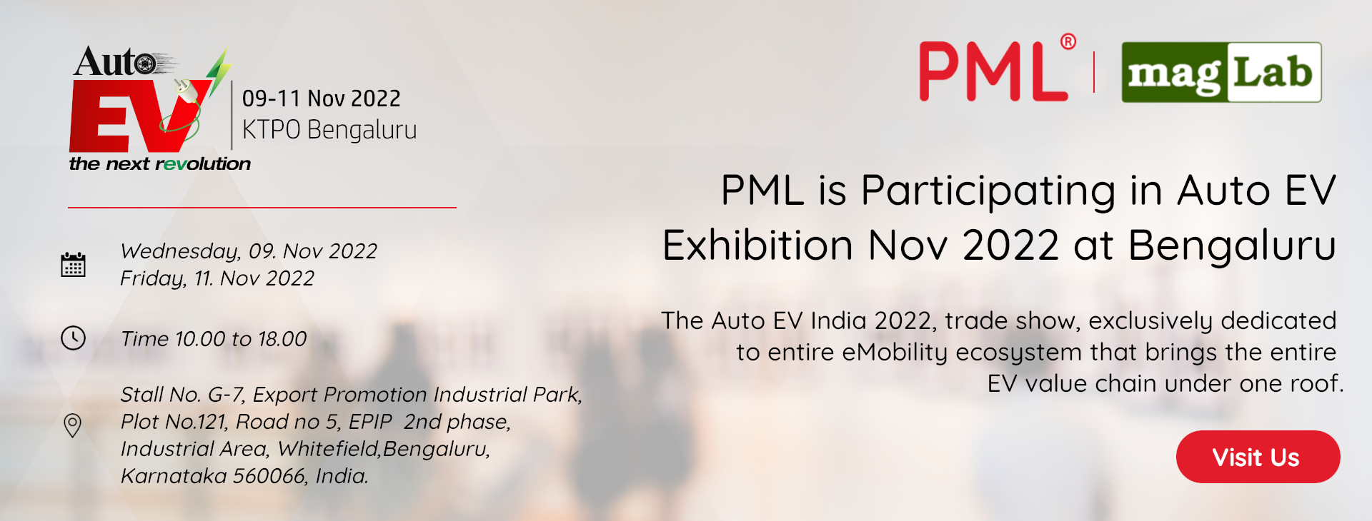Auto EV Exhibition | 09 – 11 November 2022 | KTPO Bengaluru Location